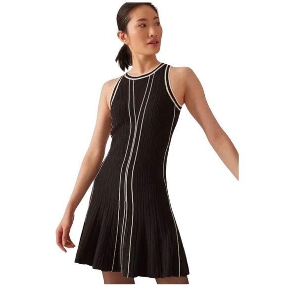 Anthropologie Dresses & Skirts - NWT Anthropologie Sleeveless Pointelle Sweater Dress Size MP Black & White Flare